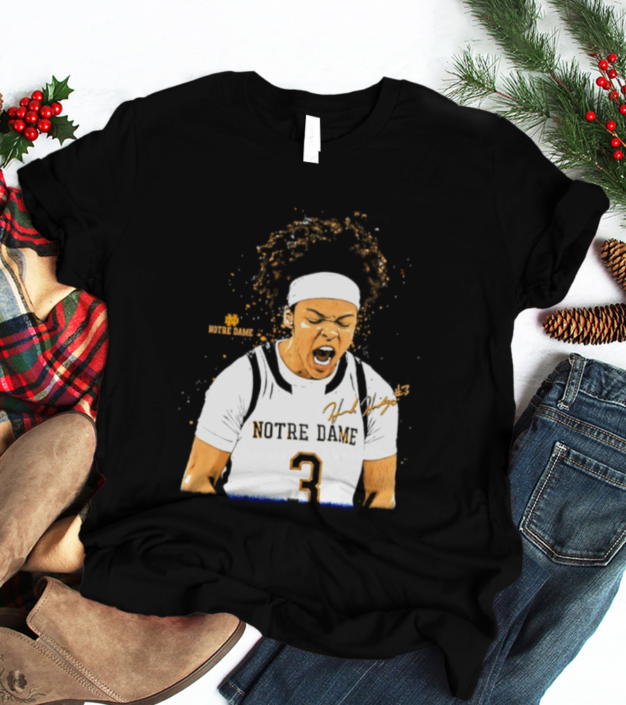 Notre Dame Basketball Hannah Hidalgo Caricature Number 3 NCAA Women's Player T-Shirt