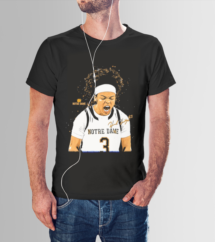 Notre Dame Basketball Hannah Hidalgo Caricature Number 3 NCAA Women's Player T-Shirt