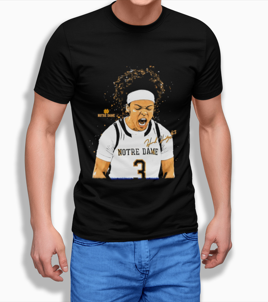 Notre Dame Basketball Hannah Hidalgo Caricature Number 3 NCAA Women's Player T-Shirt