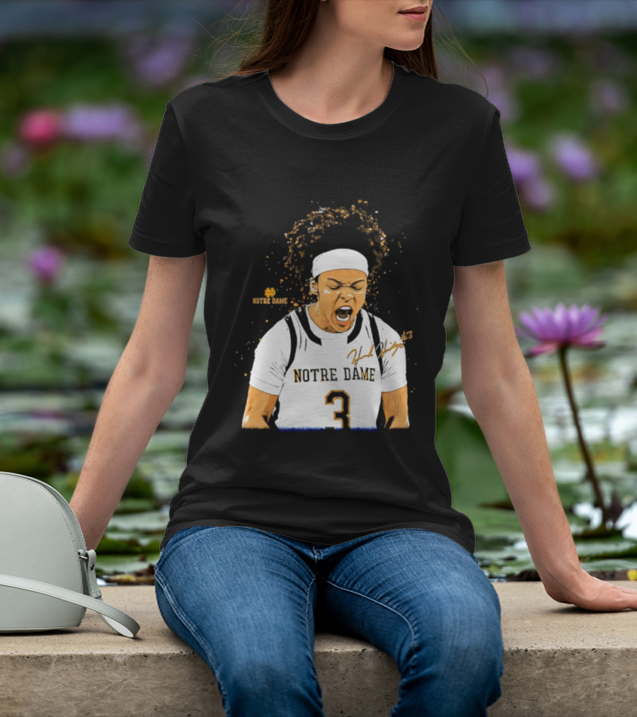 Notre Dame Basketball Hannah Hidalgo Caricature Number 3 NCAA Women's Player T-Shirt
