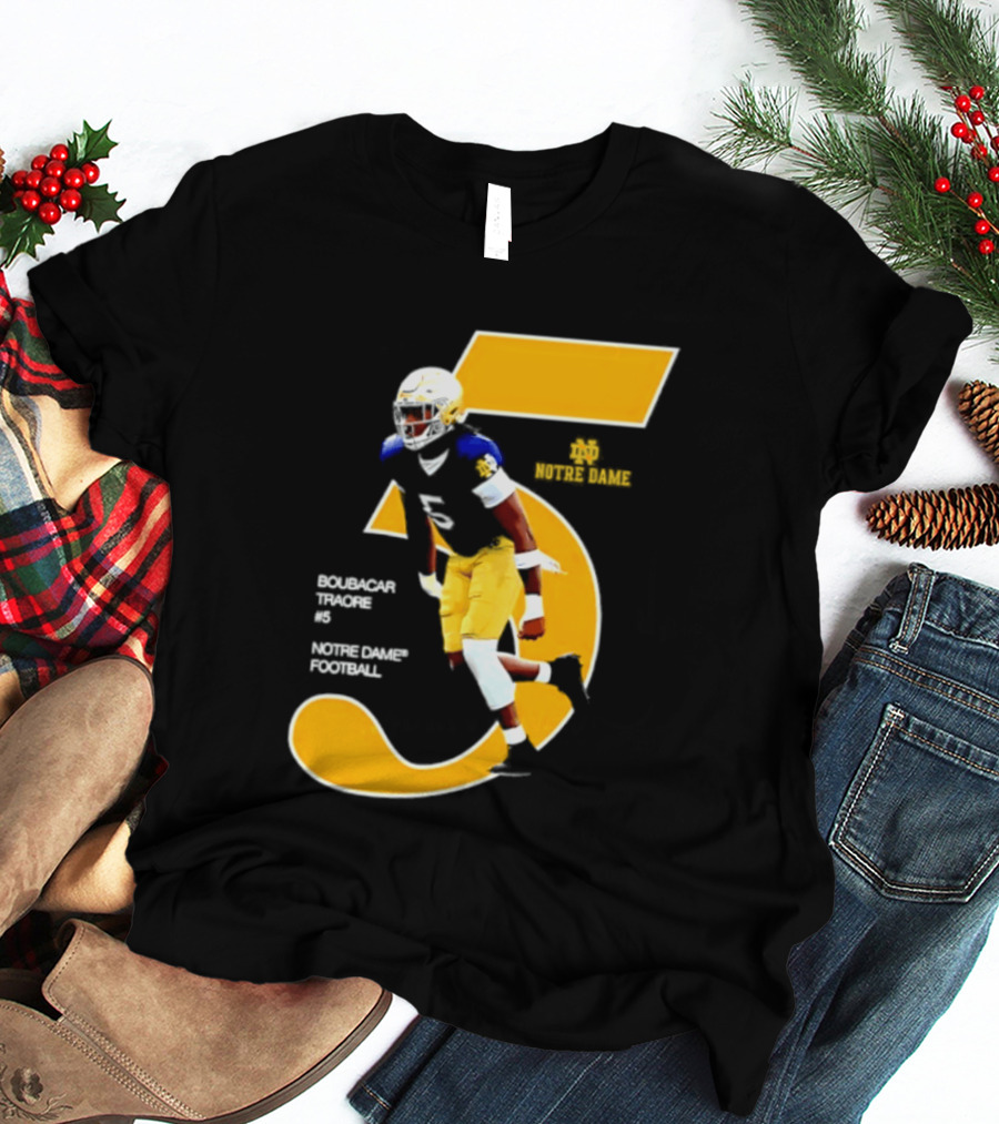 Boubacar Traore 5 Notre Dame Football Player NCAA Iconic Number T-Shirt