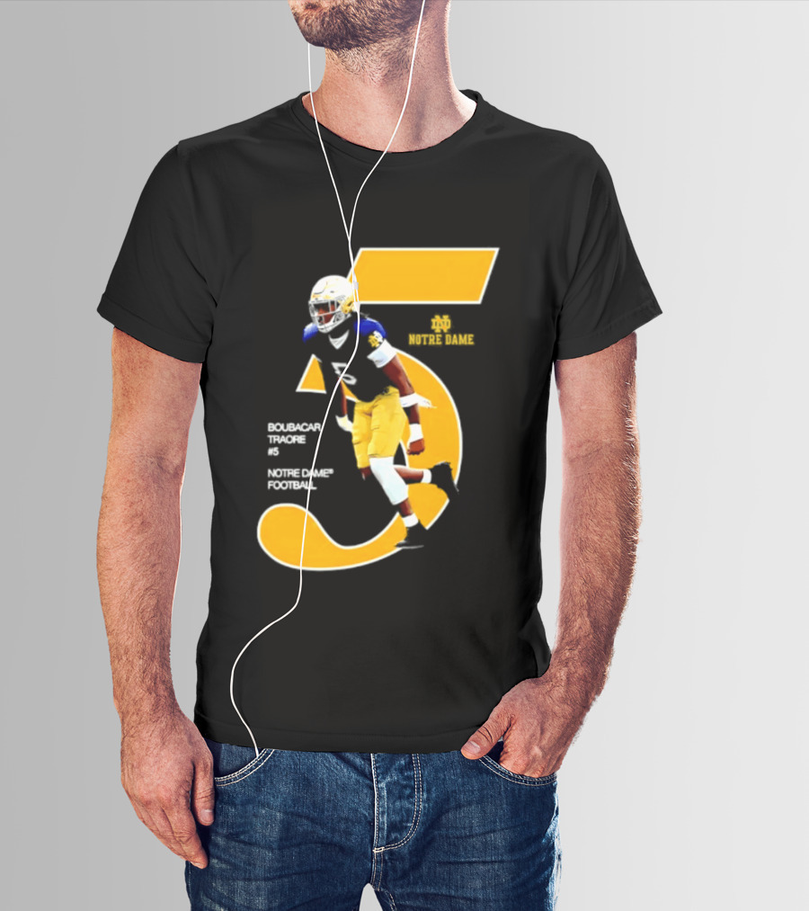Boubacar Traore 5 Notre Dame Football Player NCAA Iconic Number T-Shirt