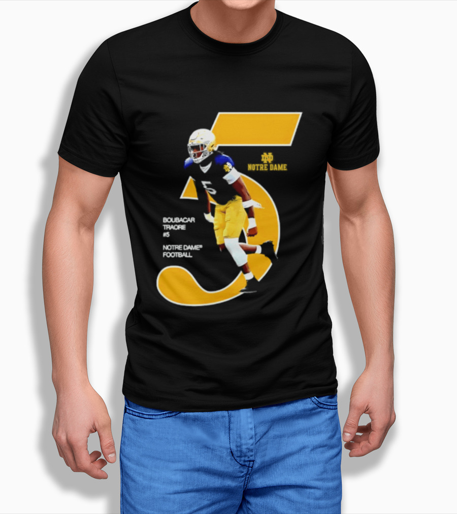 Boubacar Traore 5 Notre Dame Football Player NCAA Iconic Number T-Shirt