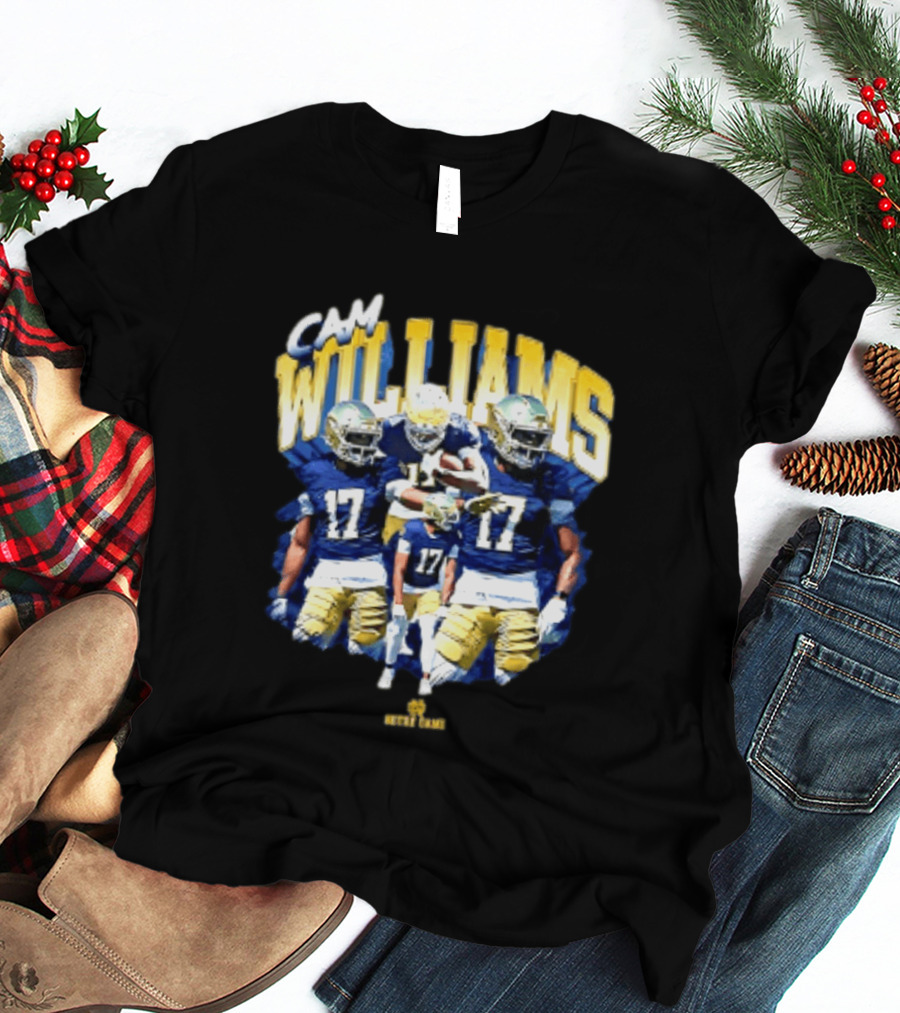 Cam Williams 17 Notre Dame NCAA Football Player Multiple Action Poses T-Shirt
