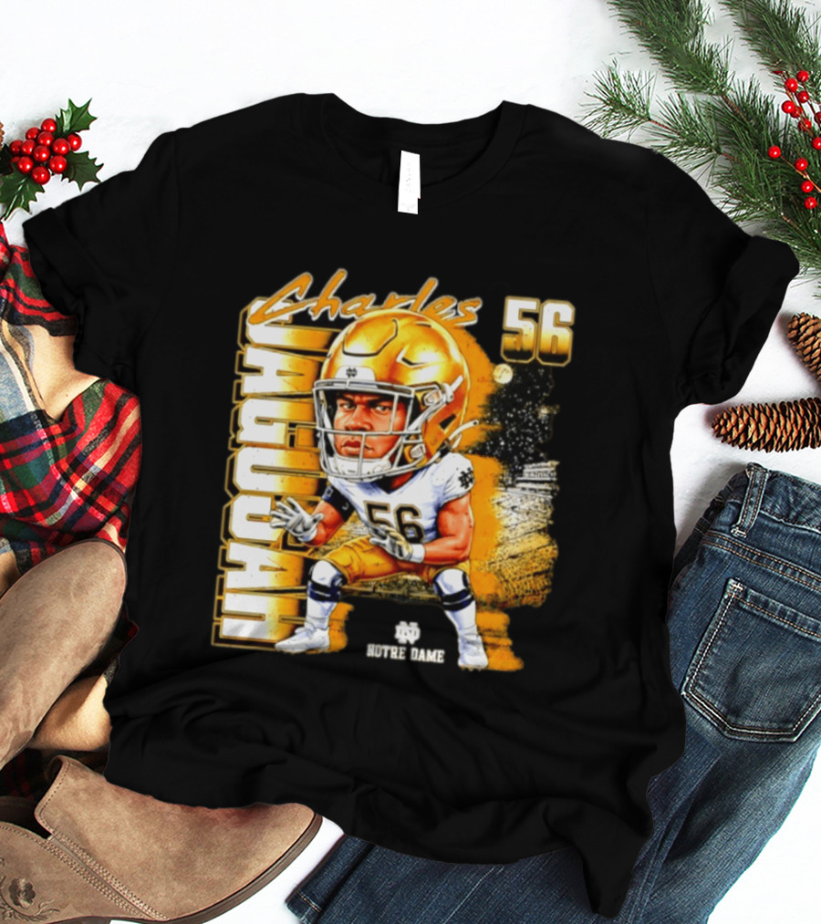 Charles Jagusah 56 Notre Dame Player NCAA Football Caricature T-Shirt