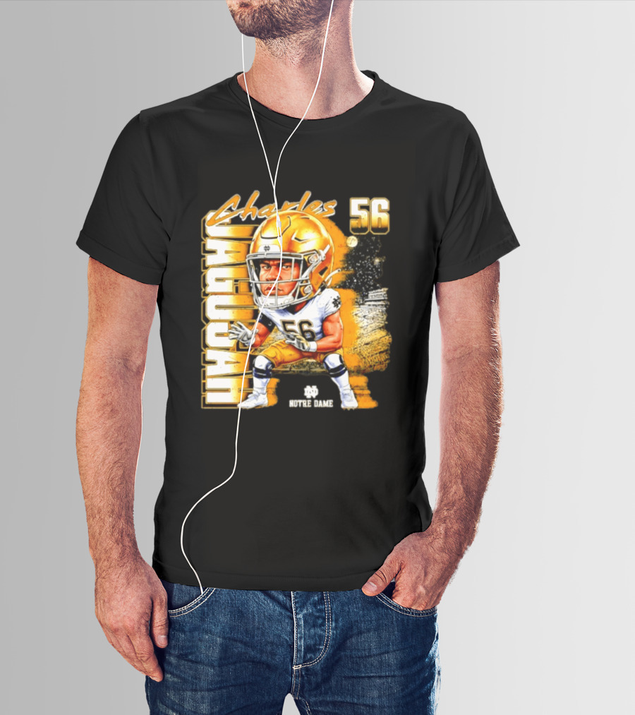 Charles Jagusah 56 Notre Dame Player NCAA Football Caricature T-Shirt