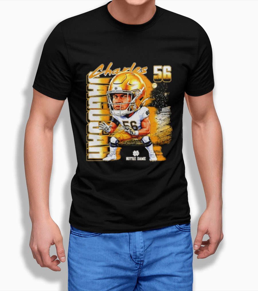 Charles Jagusah 56 Notre Dame Player NCAA Football Caricature T-Shirt