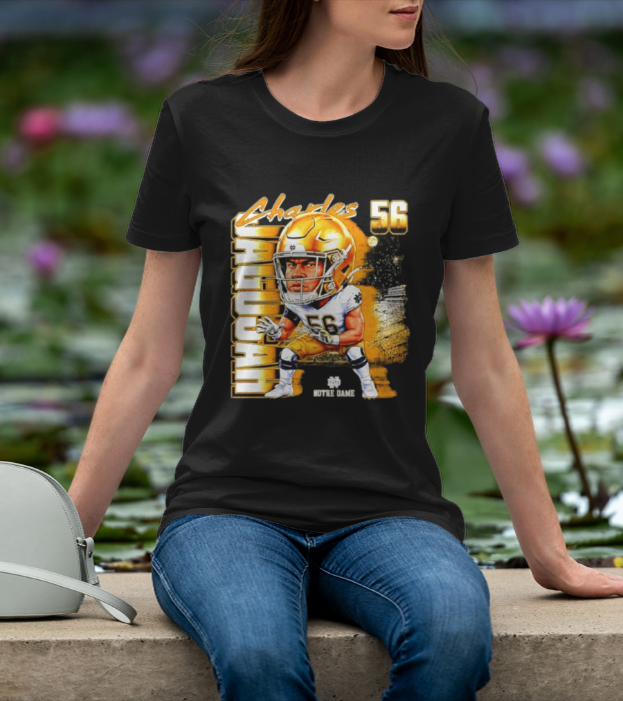 Charles Jagusah 56 Notre Dame Player NCAA Football Caricature T-Shirt