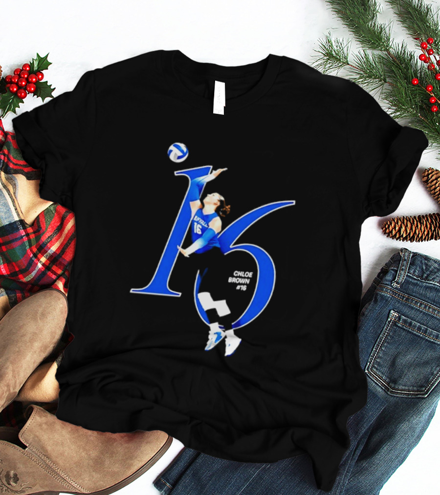 Chloe Brown 16 Buffalo Bulls NCAA Volleyball Player Action Pose T-Shirt