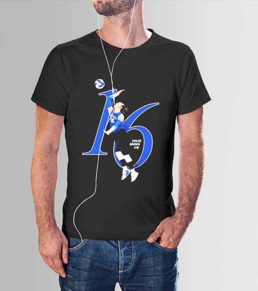 Chloe Brown 16 Buffalo Bulls NCAA Volleyball Player Action Pose T-Shirt