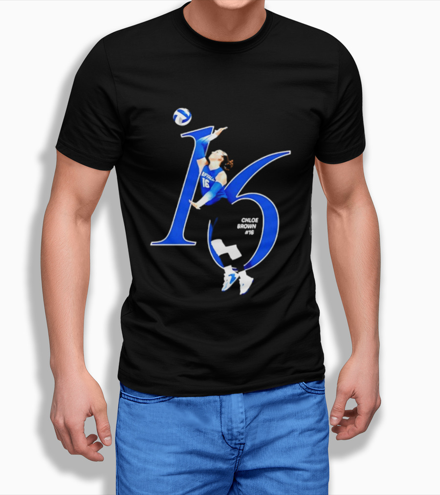 Chloe Brown 16 Buffalo Bulls NCAA Volleyball Player Action Pose T-Shirt
