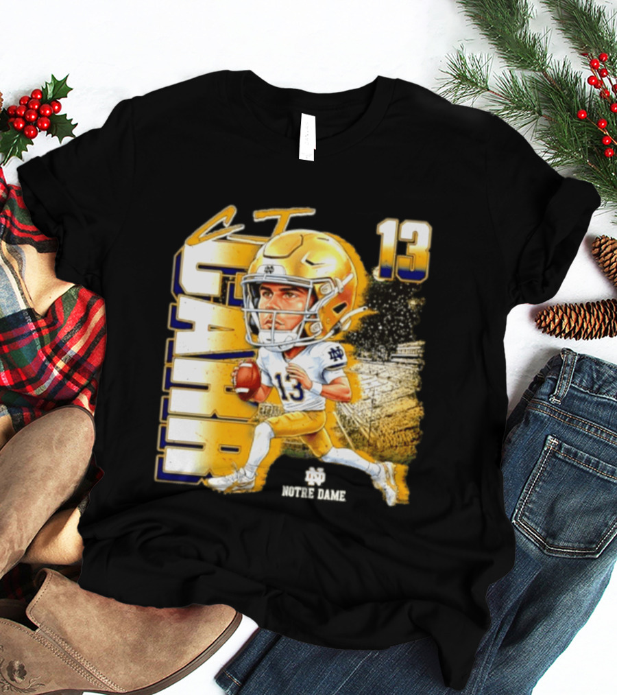 CJ Carr 13 Notre Dame Fighting Irish Football Player Caricature T-Shirt