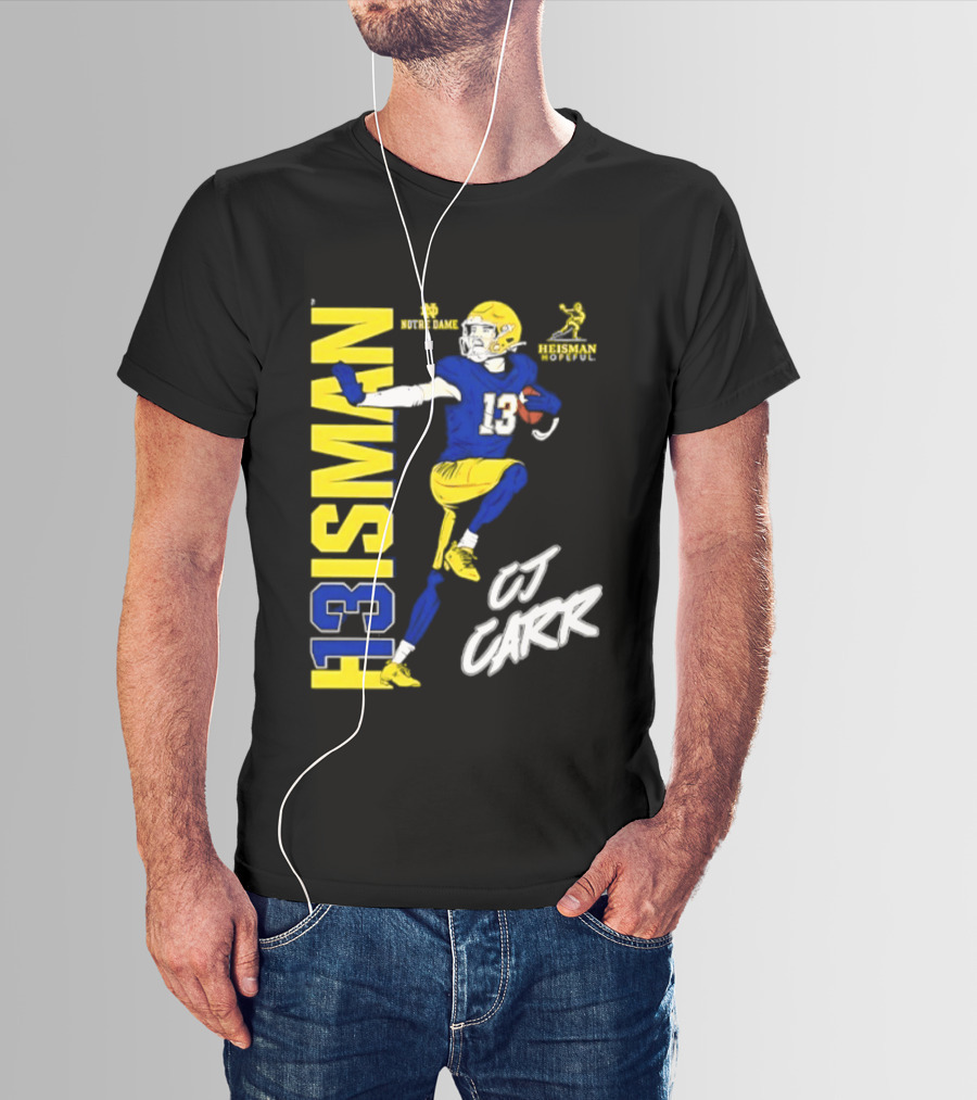 Notre Dame Football CJ Carr Heisman 13 NCAA T-Shirt