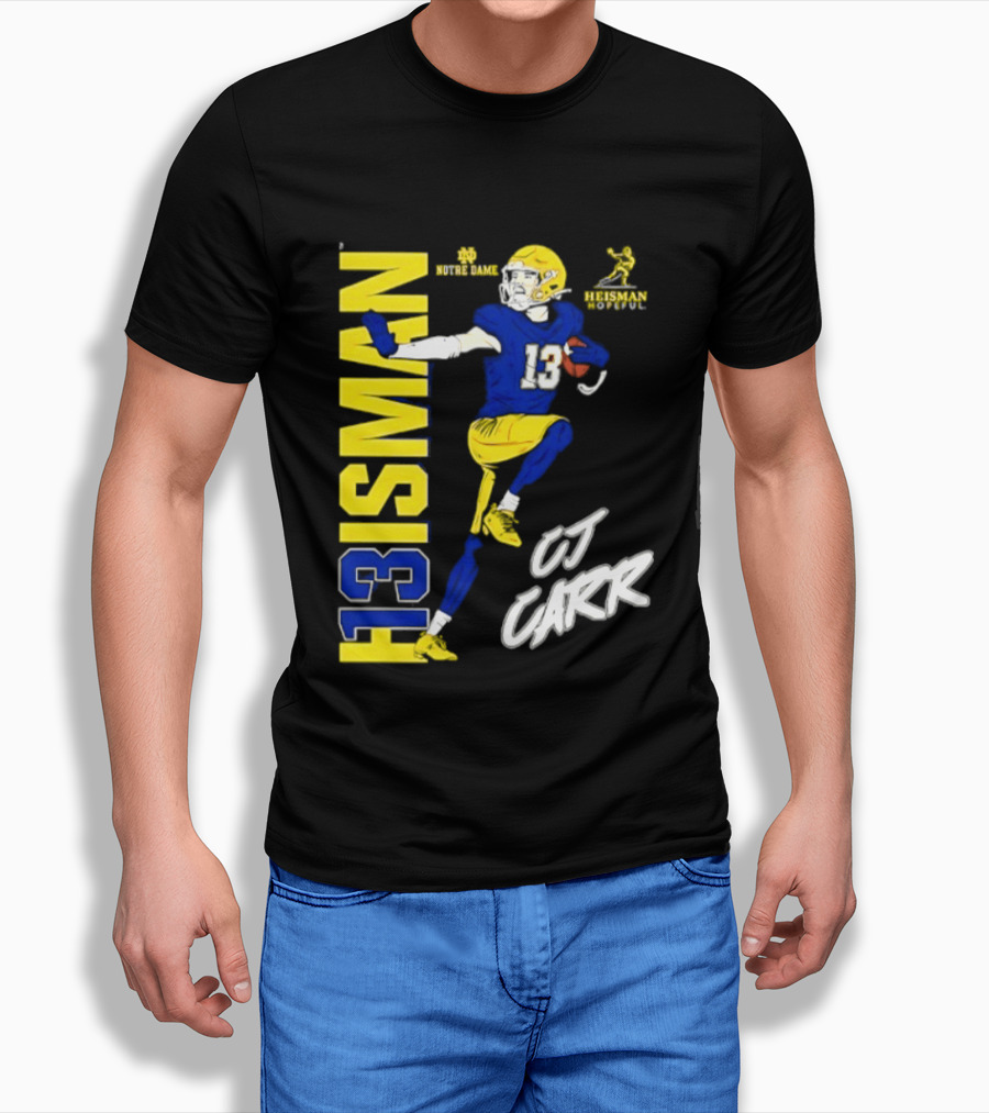 Notre Dame Football CJ Carr Heisman 13 NCAA T-Shirt