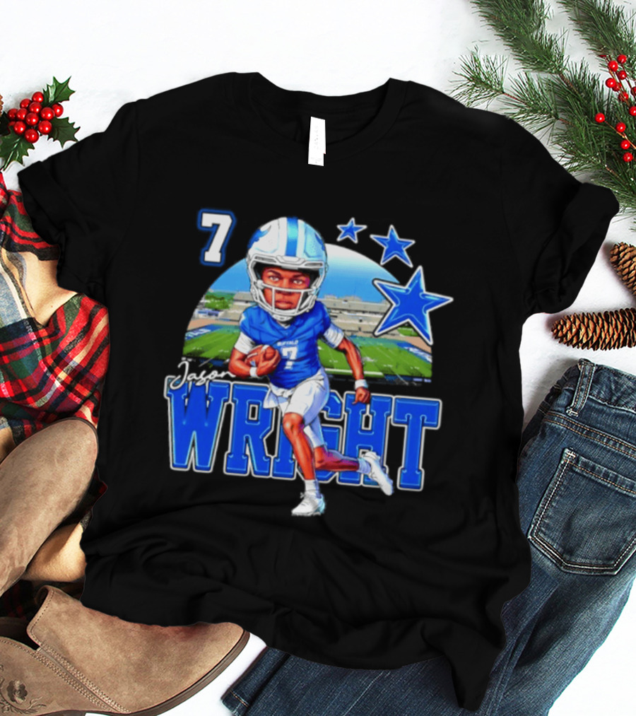 Buffalo Bulls Jason Wright 7 NCAA Football Player Caricature T-Shirt