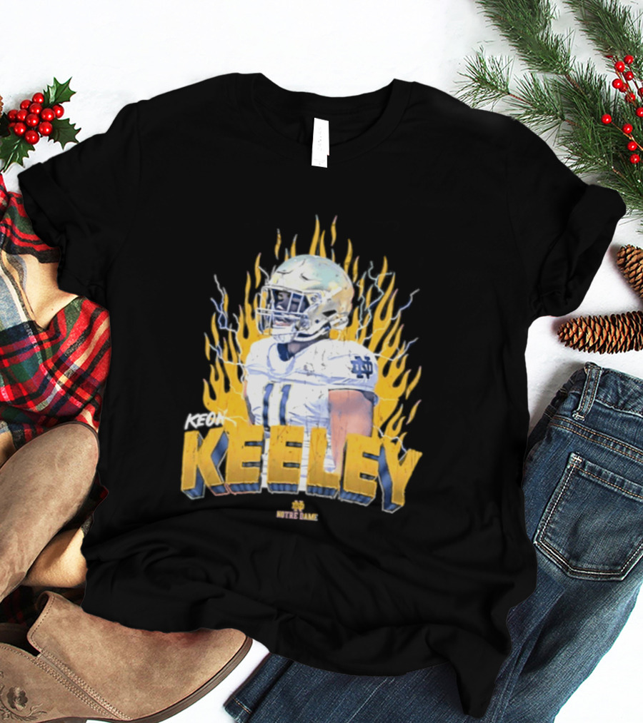 Notre Dame Football Keeley 11 NCAA Player Name Flame Burst T-Shirt