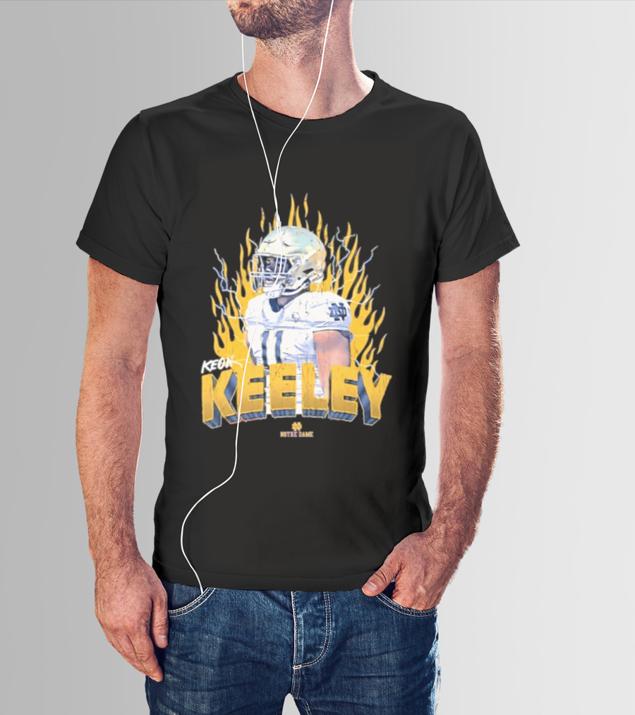 Notre Dame Football Keeley 11 NCAA Player Name Flame Burst T-Shirt
