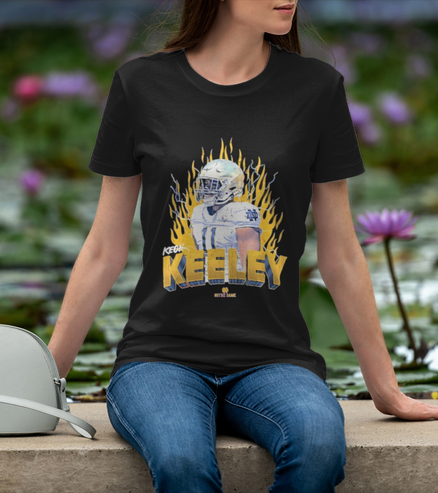 Notre Dame Football Keeley 11 NCAA Player Name Flame Burst T-Shirt