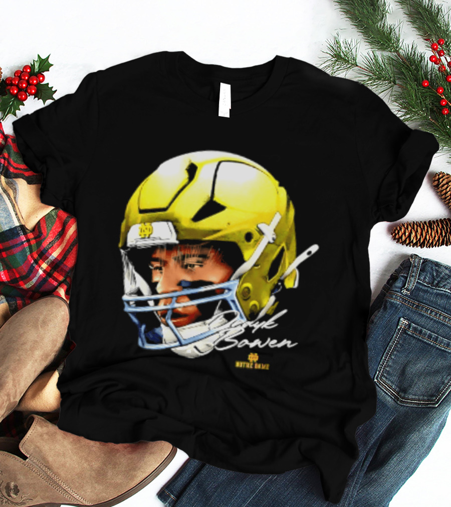 Notre Dame Drayk Bowen NCAA Football Headgear Fan Gear T-Shirt