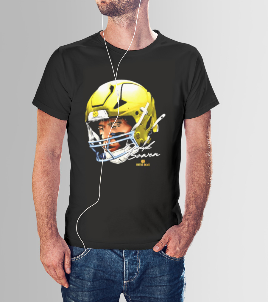 Notre Dame Drayk Bowen NCAA Football Headgear Fan Gear T-Shirt