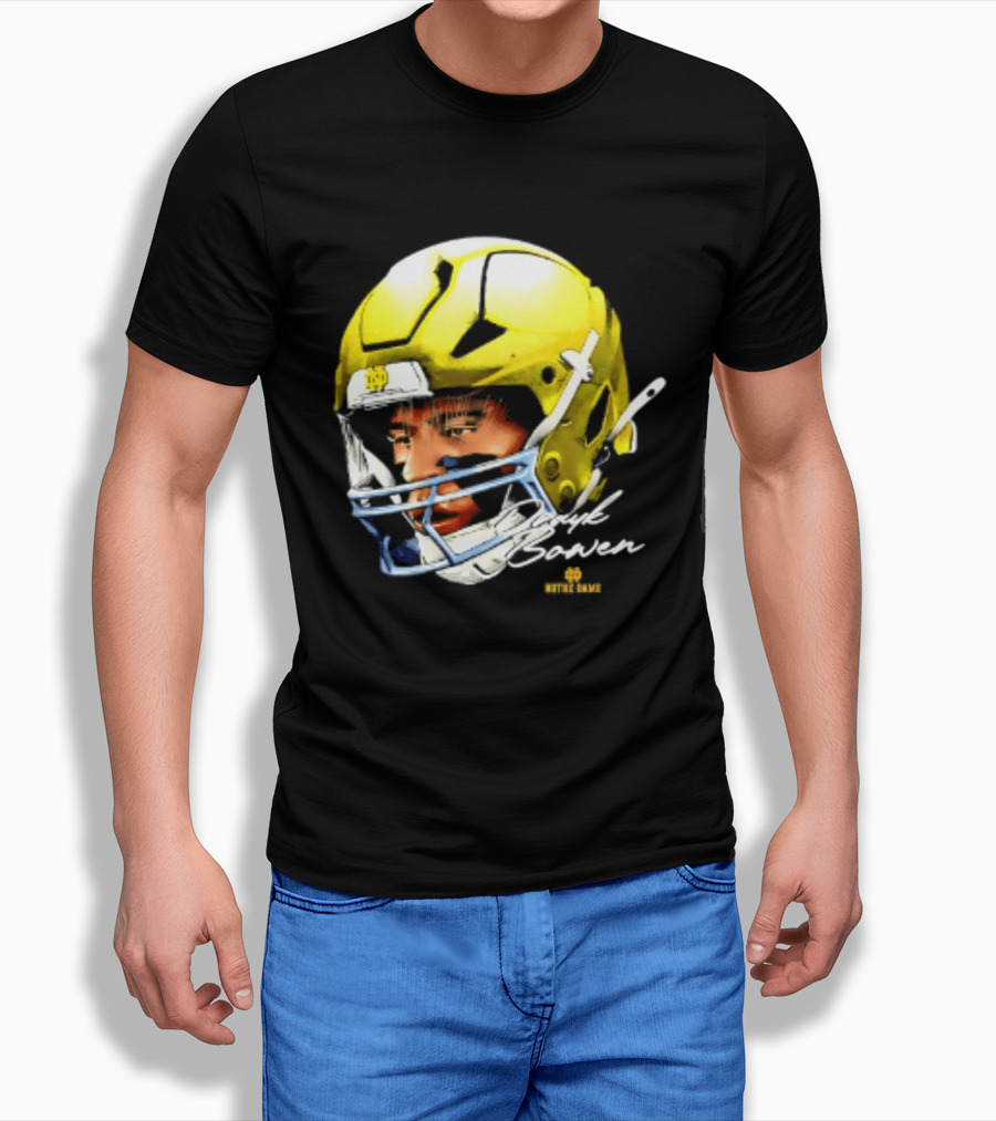Notre Dame Drayk Bowen NCAA Football Headgear Fan Gear T-Shirt