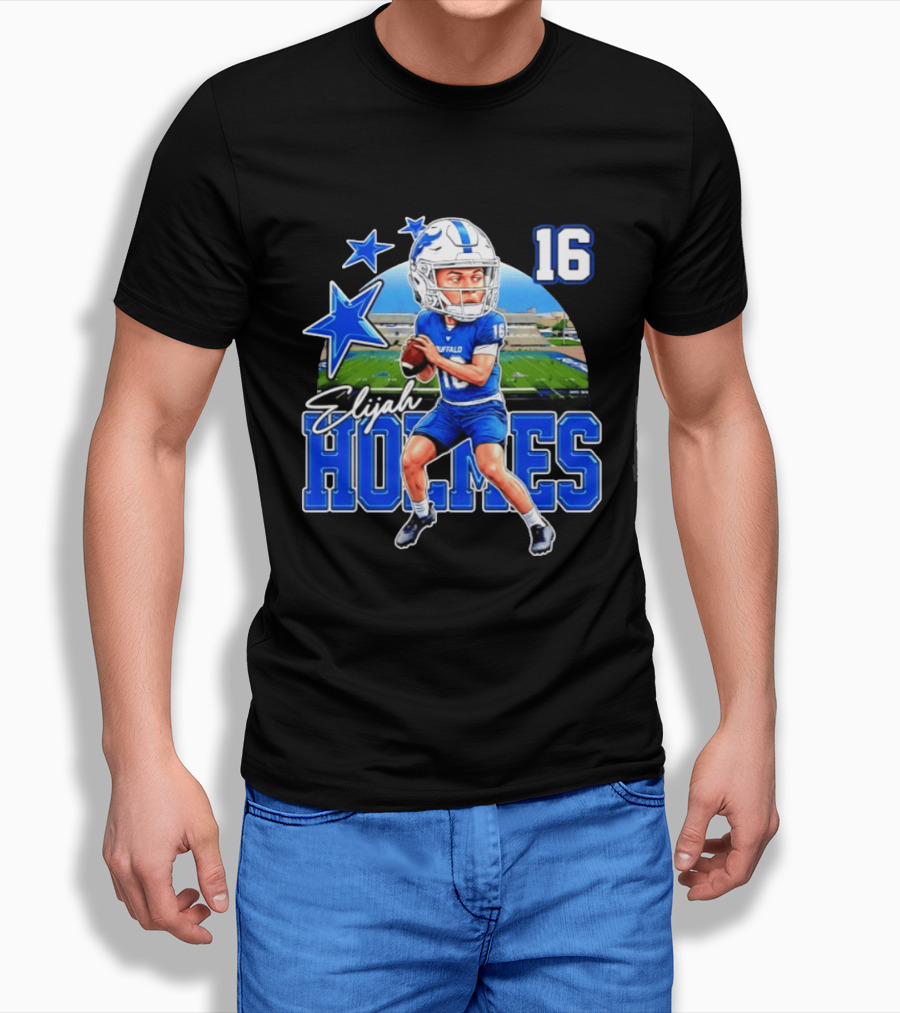 Elijah Holmes 16 Buffalo Bulls NCAA Football Caricature T-Shirt
