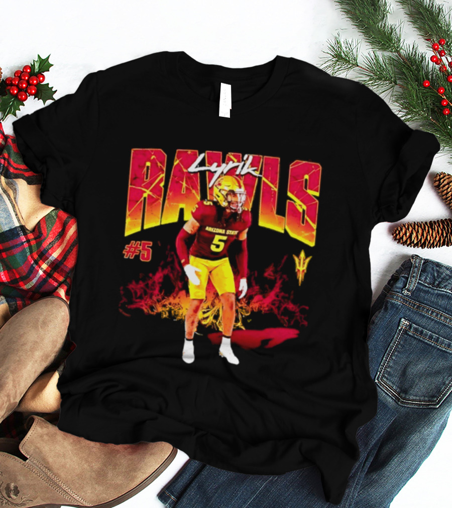 Lyrik Rawls #5 Arizona State Football Player Graphic With Sun Devils T-Shirt