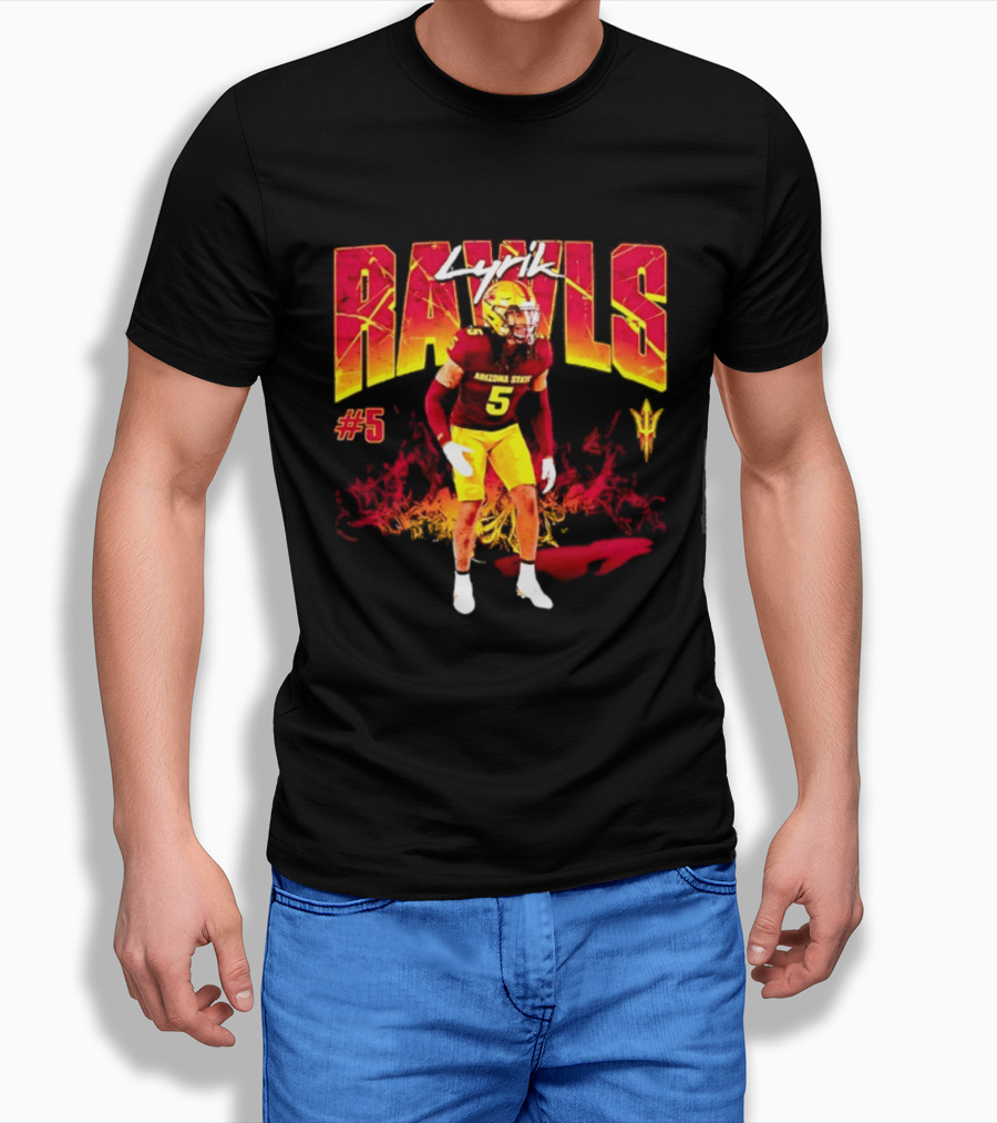 Lyrik Rawls #5 Arizona State Football Player Graphic With Sun Devils T-Shirt
