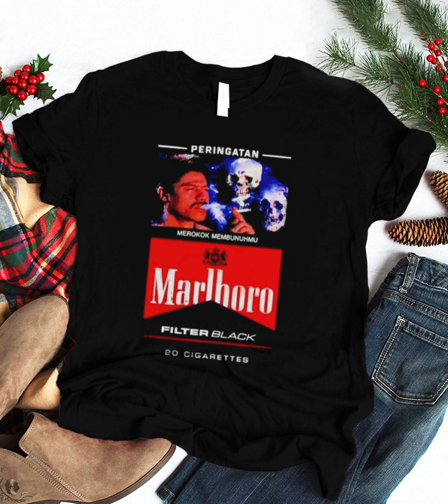 Marlboro Filter Black Peringatan Merokok Membunuhmu 50 Cigarettes T-Shirt