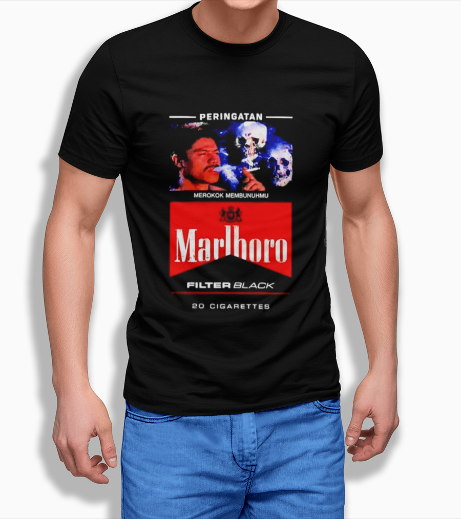 Marlboro Filter Black Peringatan Merokok Membunuhmu 50 Cigarettes T-Shirt