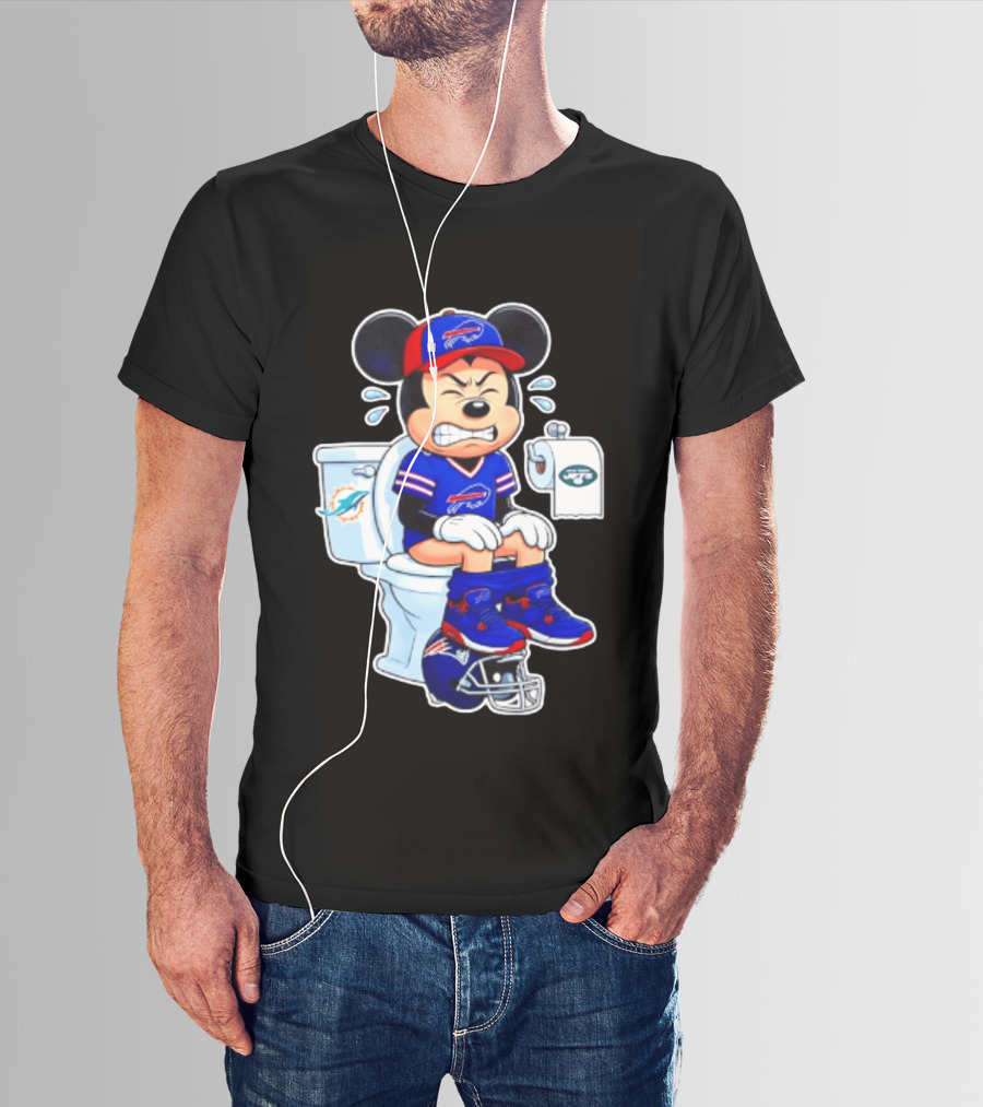 Mickey Toilet Buffalo Bills Defeat Jets Dolphins Patriots Football T-Shirt