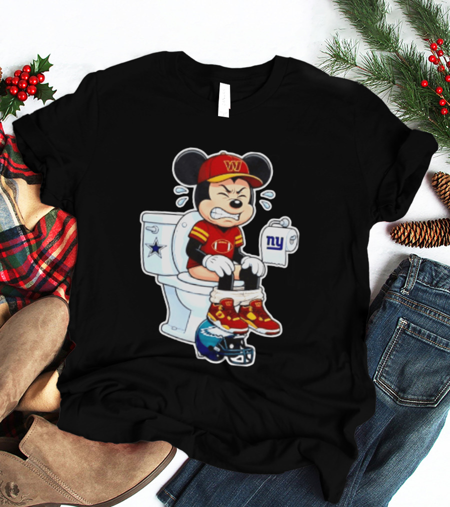 Mickey Toilet Washington W Frustrated Cowboys Giants Eagles Football Rivalry T-Shirt