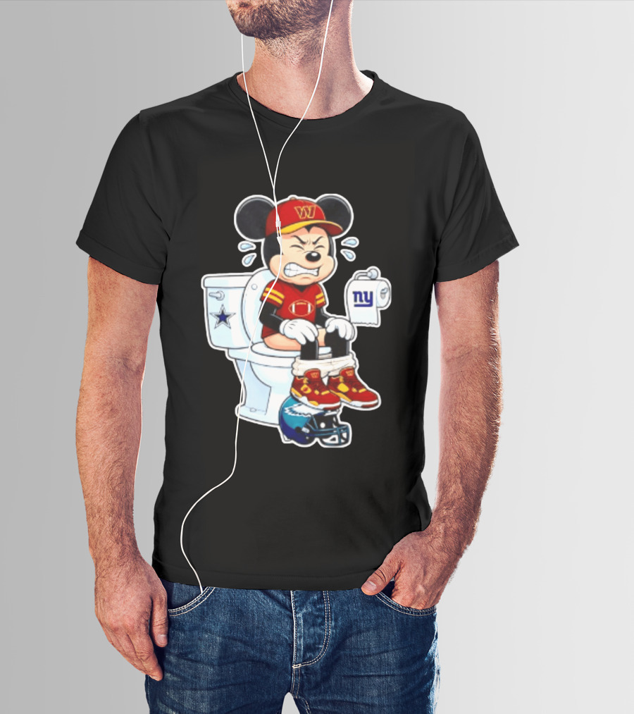 Mickey Toilet Washington W Frustrated Cowboys Giants Eagles Football Rivalry T-Shirt