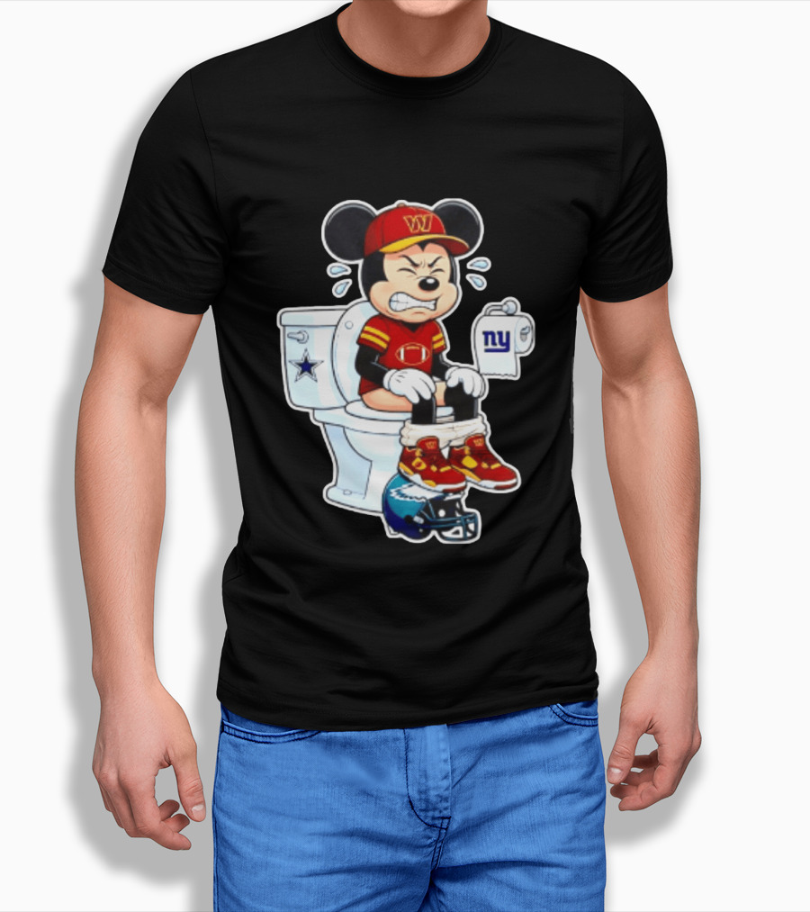 Mickey Toilet Washington W Frustrated Cowboys Giants Eagles Football Rivalry T-Shirt