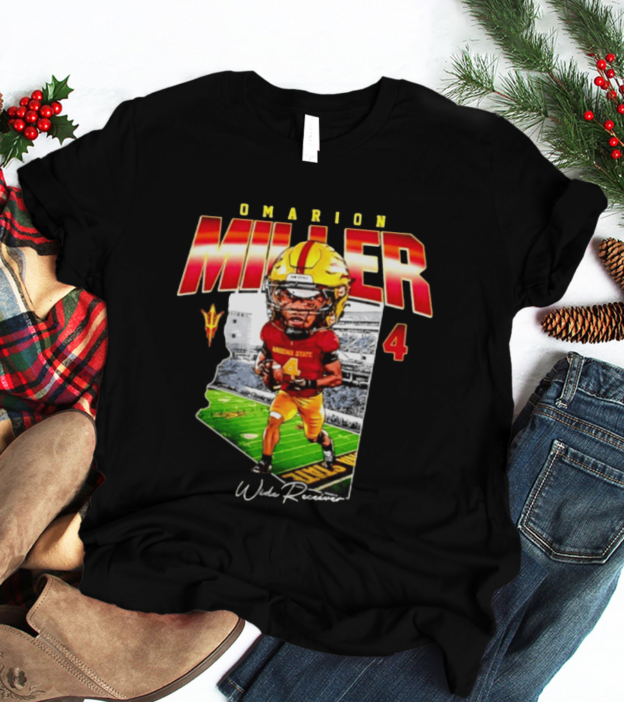 Omarion Miller 4 Arizona State Wide Receiver Caricature Including Team T-Shirt