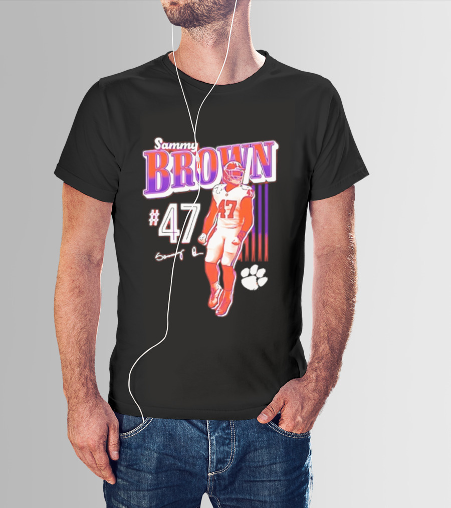 Sammy Brown 47 Clemson Tigers Football Player Team Spirit T-Shirt