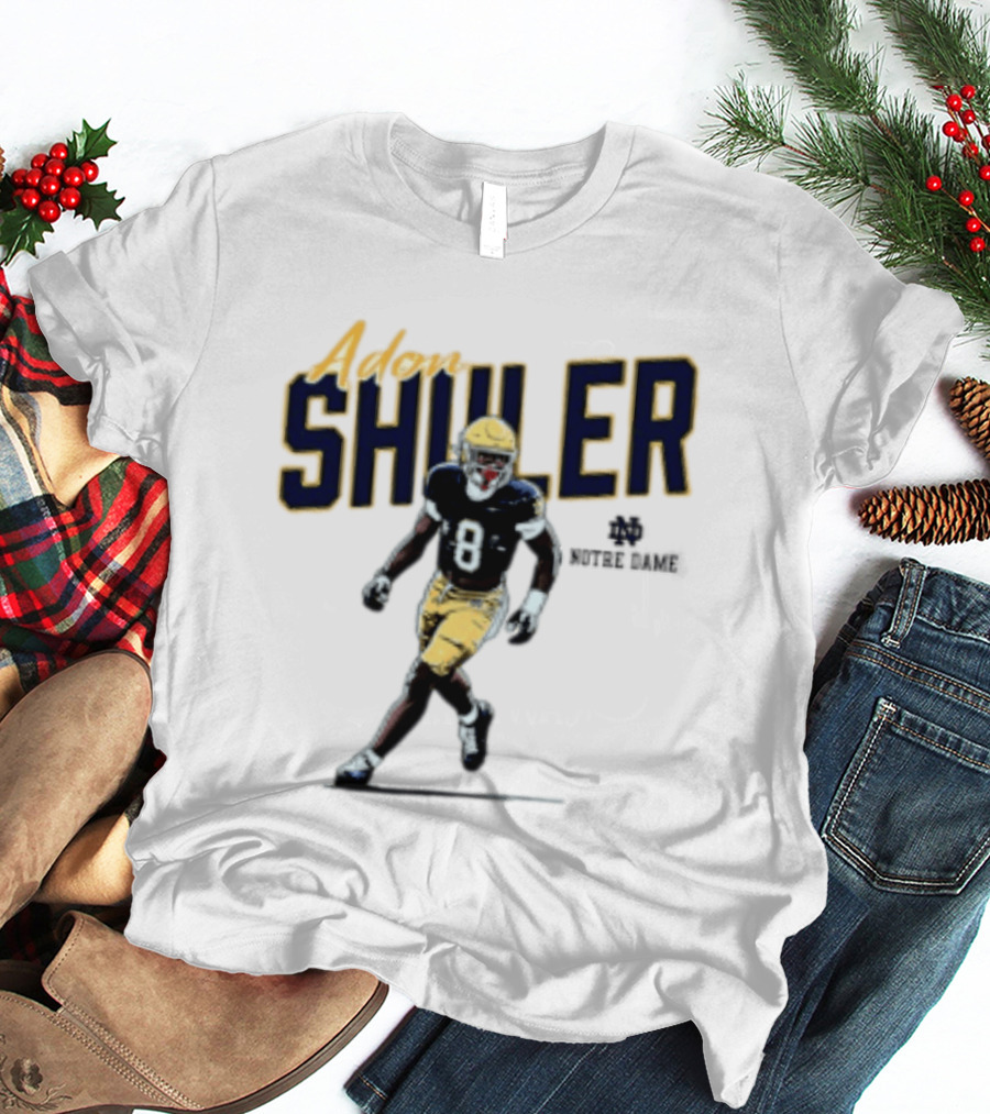 Adon Shuler 8 Notre Dame NCAA Football Caricature Player T-Shirt