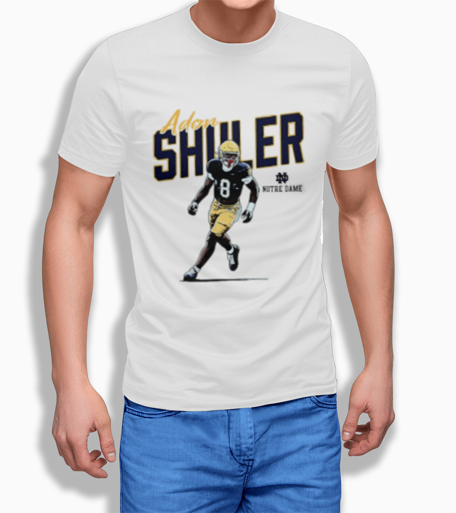 Adon Shuler 8 Notre Dame NCAA Football Caricature Player T-Shirt
