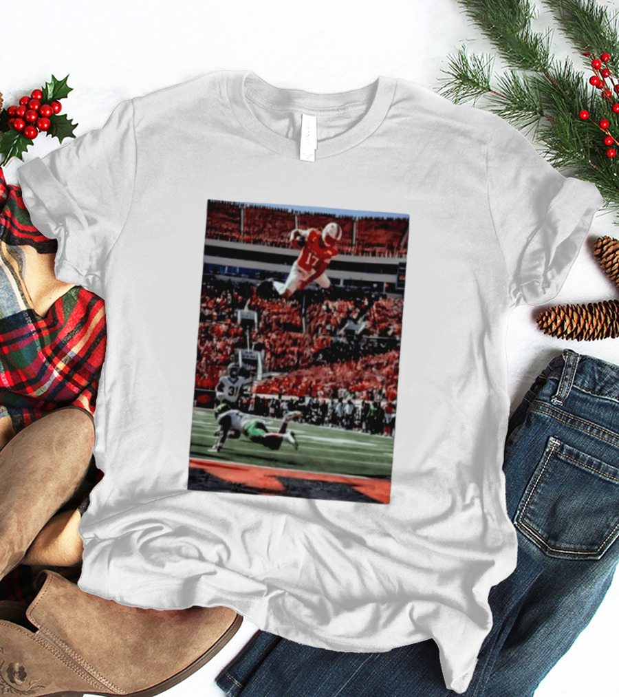 Brennan Presley Oklahoma State Cowboys Touchdown Football Action Stadium Scene T-Shirt