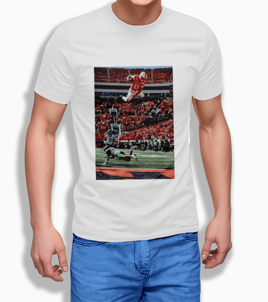 Brennan Presley Oklahoma State Cowboys Touchdown Football Action Stadium Scene T-Shirt