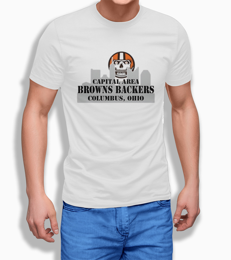 Cleveland Browns Skull Capital Area Browns Backers Columbus Ohio T-Shirt