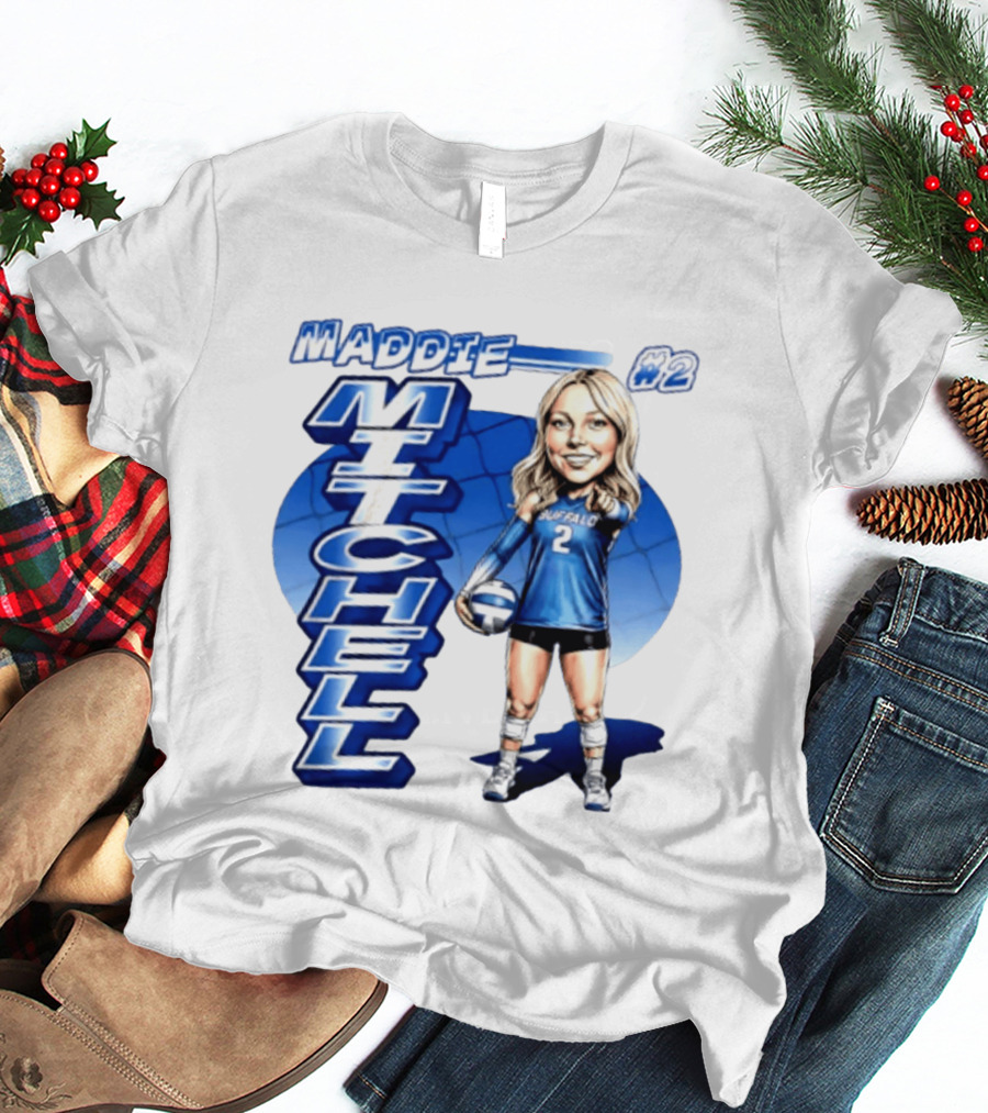 Maddie Mitchell #2 Buffalo Volleyball Caricature T-Shirt