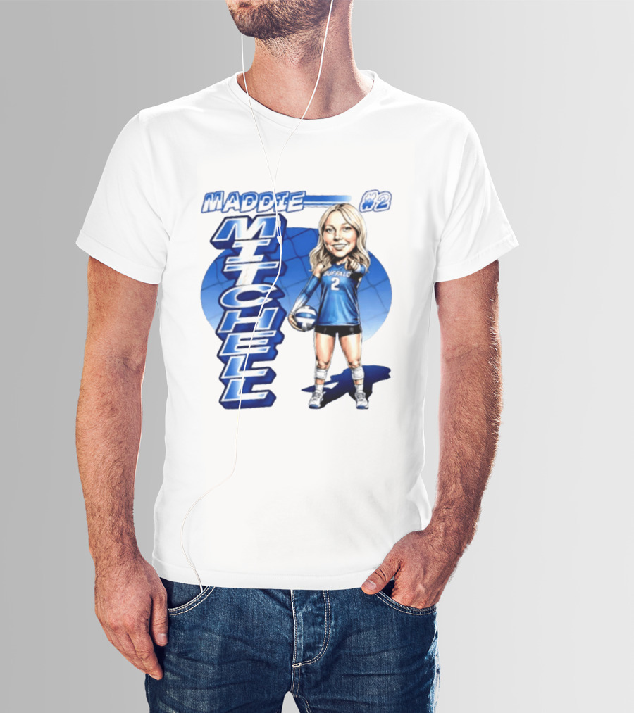 Maddie Mitchell #2 Buffalo Volleyball Caricature T-Shirt