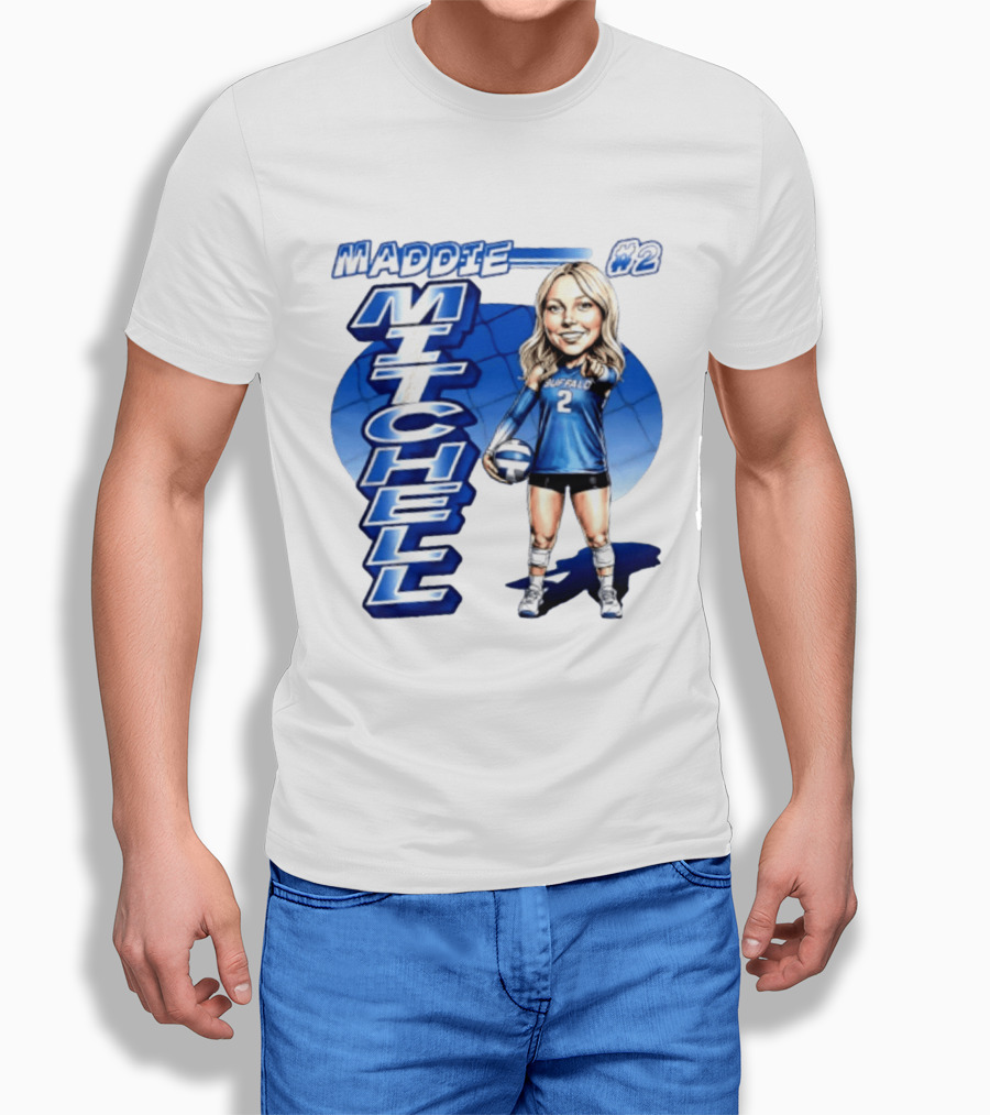 Maddie Mitchell #2 Buffalo Volleyball Caricature T-Shirt