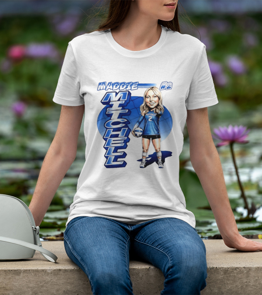 Maddie Mitchell #2 Buffalo Volleyball Caricature T-Shirt