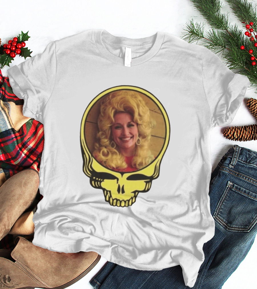 Dolly Parton Grateful Dead Skull Motif T-Shirt