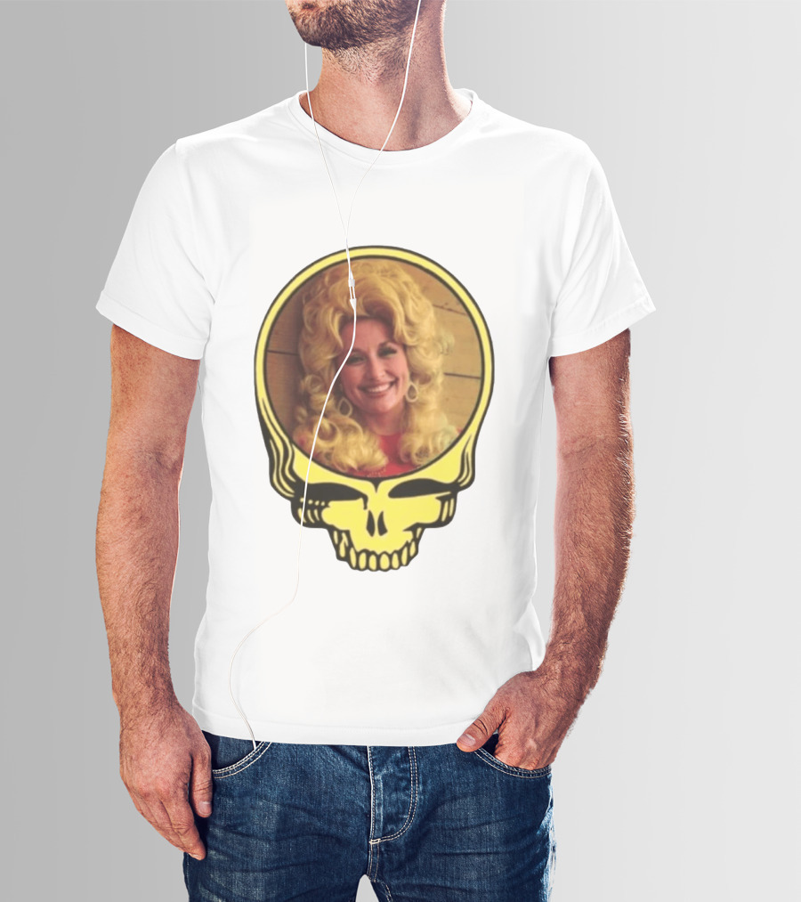 Dolly Parton Grateful Dead Skull Motif T-Shirt