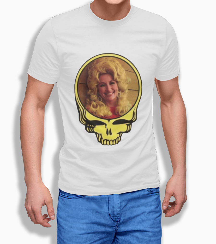 Dolly Parton Grateful Dead Skull Motif T-Shirt
