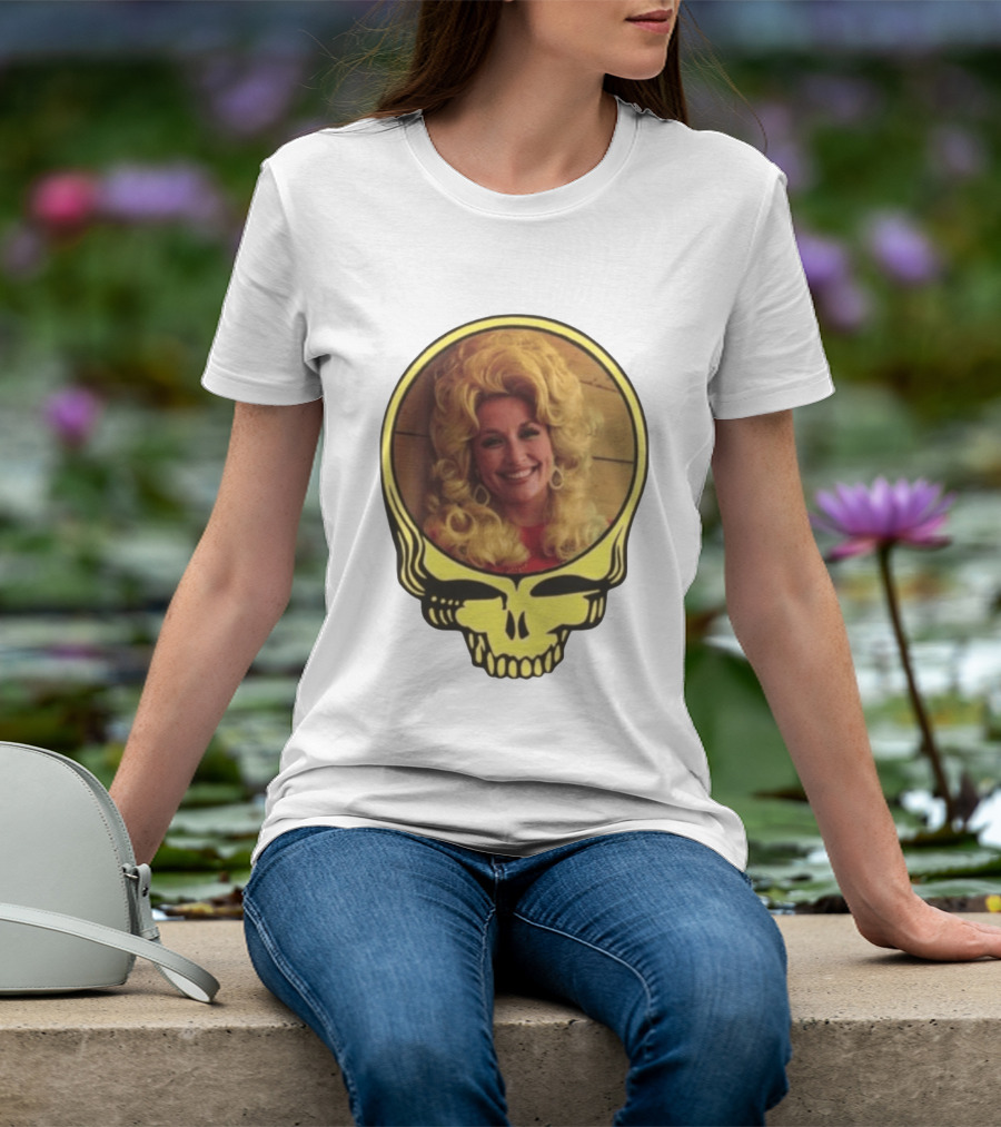 Dolly Parton Grateful Dead Skull Motif T-Shirt
