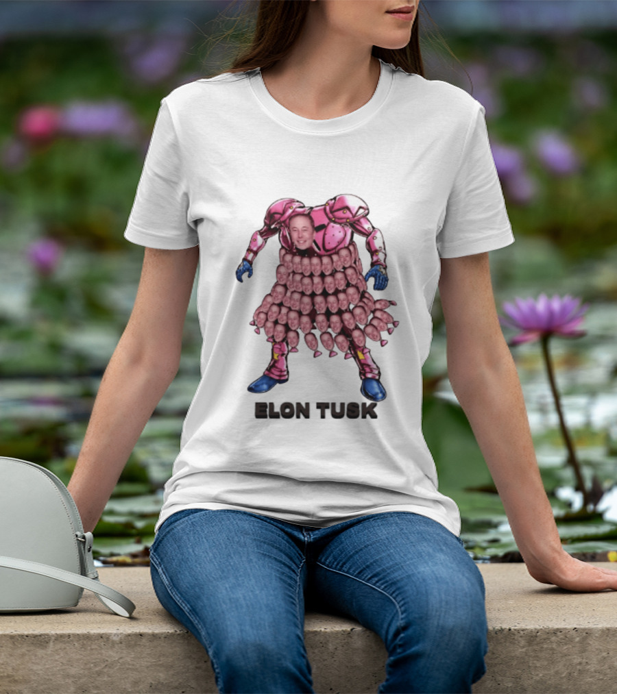 Elon Tusk Pink Armor Mosaic Elon Musk Faces T-Shirt